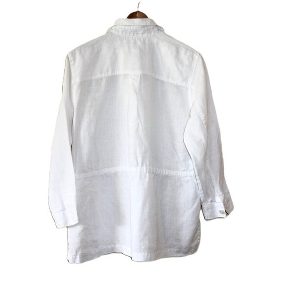 JONES NEW YORK 100% Linen Shirt Jacket in Crisp White - Petite M - Picture 4 of 11